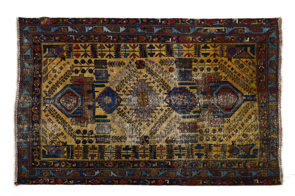 4x5 ft Handmade area rug from Anatolian design Turkish wool carpet SHR1397, Vintage rug, Antique rug,  Area rug, Organic wool rug