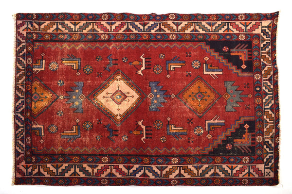 4x6 ft Anatolian design turkish rug handmade SHR1610, Vintage rug, antique rug, Decorative rug, Organic Wool rug